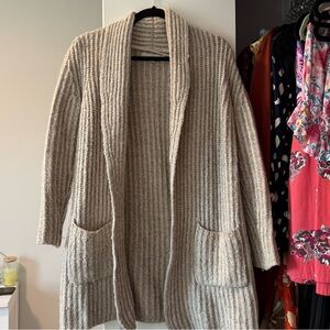 Women’s Beige Cozy Open Front Pockets Sweater Cardigan from Loft Size S